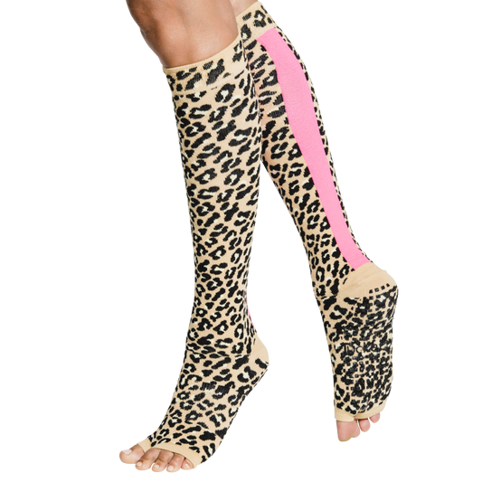 Medias Hasta La Rodilla - Leopard Pink Stripe