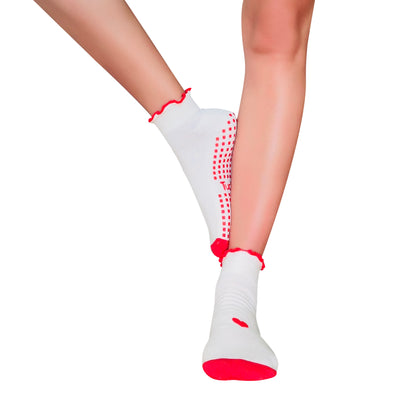 Closed Toe White + Red Heart Ruffle